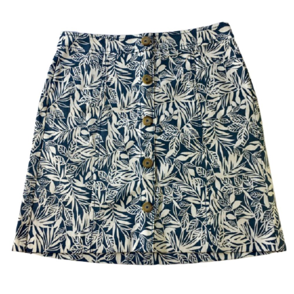 NWT Loft A-line mini skirt blue print Sz 4P